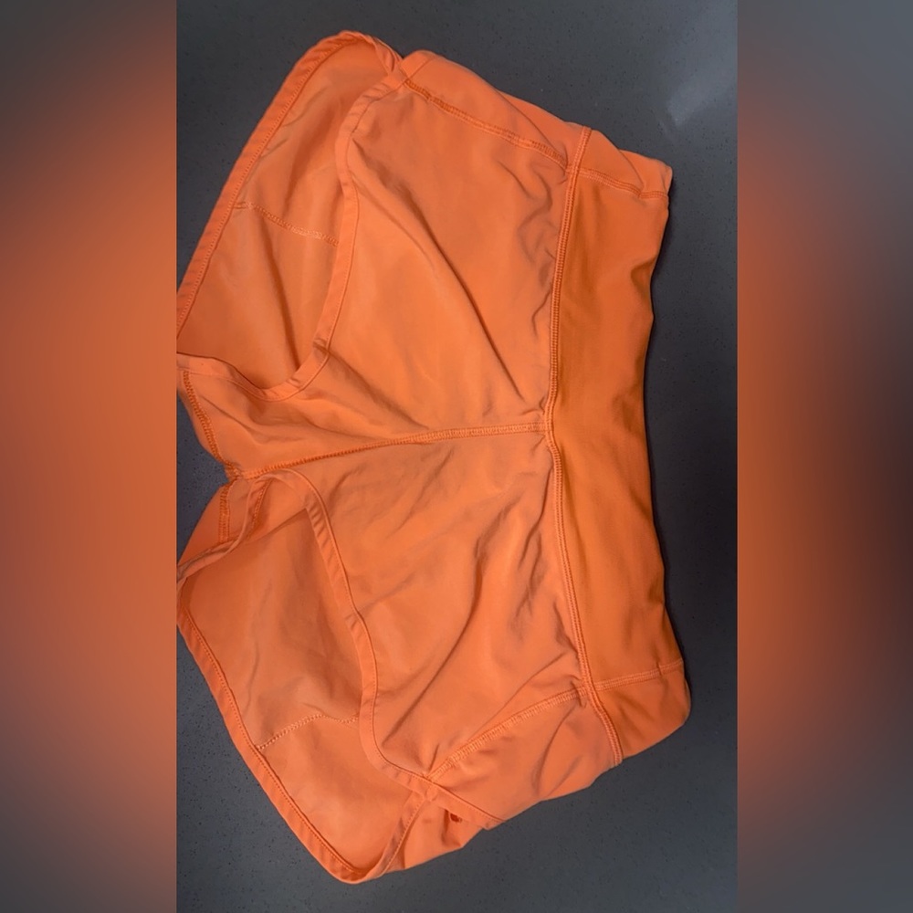 Orange Lululemon Speed-Up Shorts